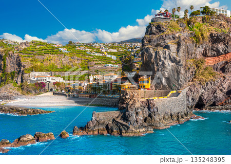 Panoramic view of the small village of Ponta do Sol, near Funchal. Madeira Island, Portugal 135248395
