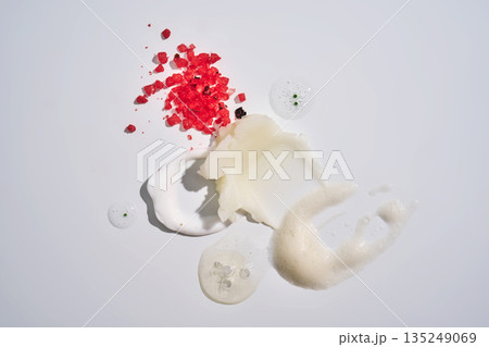 Skincare cosmetic products textures on white background 135249069