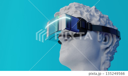 David sculpture wearing VR glasses - 3D illustration David sculpture wearing VR glasses - 3D illustration 135249566