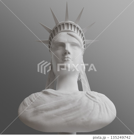Gypsum Statue of Liberty - front view - 3D illustration Gypsum Statue of Liberty - front view - 3D illustration 135249742