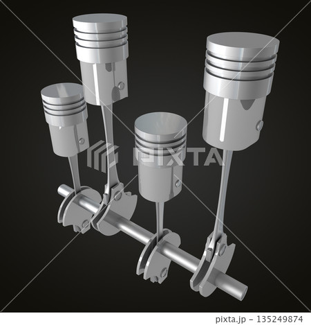 Four cylinder car engine isolated on black background 135249874