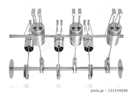 Six cylinder car engine isolated on white background Six cylinder car engine isolated on white background 135249896