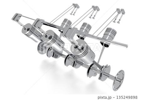 Six cylinder car engine isolated on white background Six cylinder car engine isolated on white background 135249898