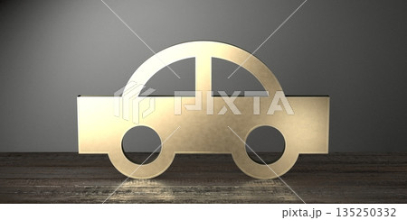 Geometrical passenger car shape on wooden desks 135250332
