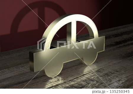 Geometrical passenger car shape on wooden desks 135250345