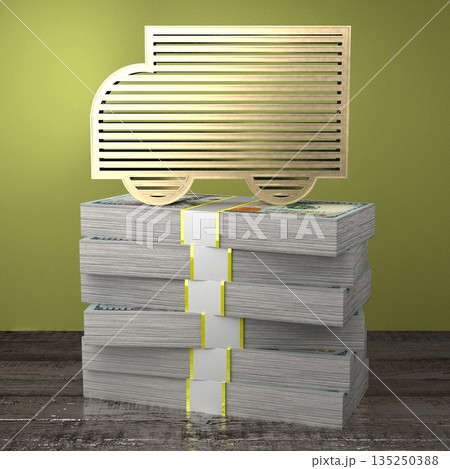 Truck shape on pile of money 135250388
