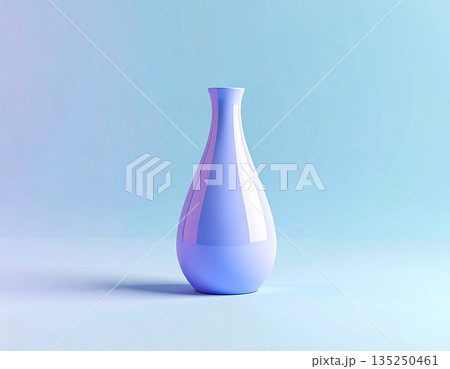 Interior decoration. Ceramic vase in violet tones on a white background. Modern minimalist vase. Neutral tones. 135250461
