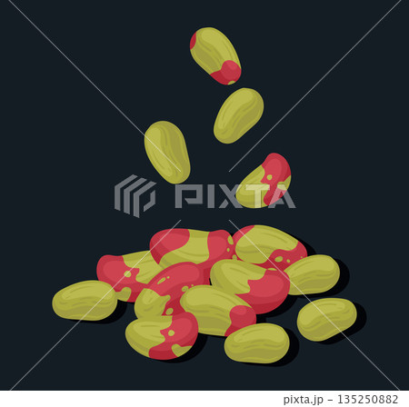 Raw pistachio nuts. Peeled pistachios handful, vegetarian diet organic tasty nut snack flat vector illustration. Tasty pistachio nuts Raw pistachio nuts. Peeled pistachios handful, vegetarian diet organic tasty nut snack flat vector illustration. Tasty pistachio nuts 135250882