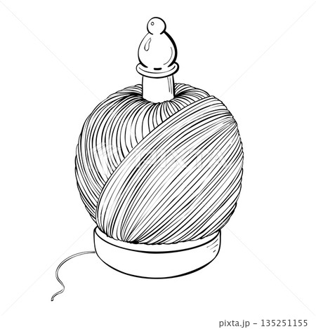 Black and white line art yarn ball with condom symbol isolated on white background concept for safe sex contraception protection health education Black and white line art yarn ball with condom symbol isolated on white background concept for safe sex contraception protection health education 135251155