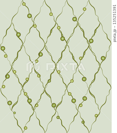 Lattice of curved lines illustration. Soft green plant element on green background. Abstract geometry rhomb design element. Graceful plant ornament Lattice of curved lines illustration. Soft green plant element on green background. Abstract geometry rhomb design element. Graceful plant ornament 135251391