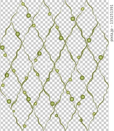 Lattice of curved lines illustration. Soft green plant element on green background. Abstract geometry rhomb design element. Graceful plant ornament Lattice of curved lines illustration. Soft green plant element on green background. Abstract geometry rhomb design element. Graceful plant ornament 135251391