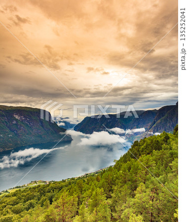 Fjord landscape Aurlandsfjord in Norway Fjord landscape Aurlandsfjord in Norway 135252041
