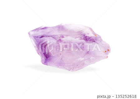 Isolated violet quartz specimen with raw crystalline formations. Natural mineral cluster showcases Isolated violet quartz specimen with raw crystalline formations. Natural mineral cluster showcases 135252618