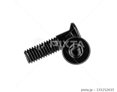 Isolated Black Metal Countersunk Hex Screw for Engineering and Hardware Use 135252635