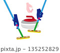 ウインタースポーツのカーリング競技のイラスト素材。 135252829