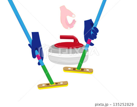 ウインタースポーツのカーリング競技のイラスト素材。 135252829