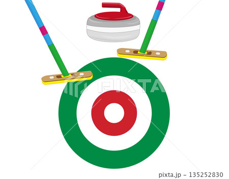 ウインタースポーツのカーリング競技のイラスト素材。 135252830