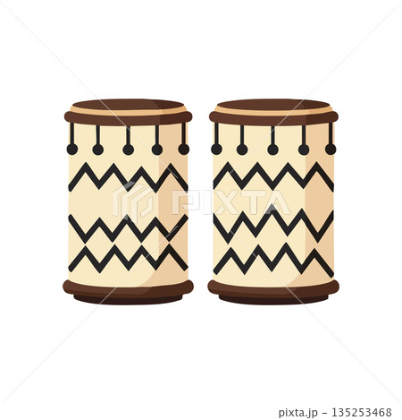 African drum percussion instrument with zigzag pattern vector illustration African drum percussion instrument with zigzag pattern vector illustration 135253468