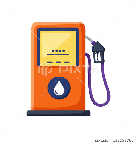 Fuel Pump Gasoline Dispenser Icon Vector Illustration in Orange and Purple Colors Fuel Pump Gasoline Dispenser Icon Vector Illustration in Orange and Purple Colors 135253769