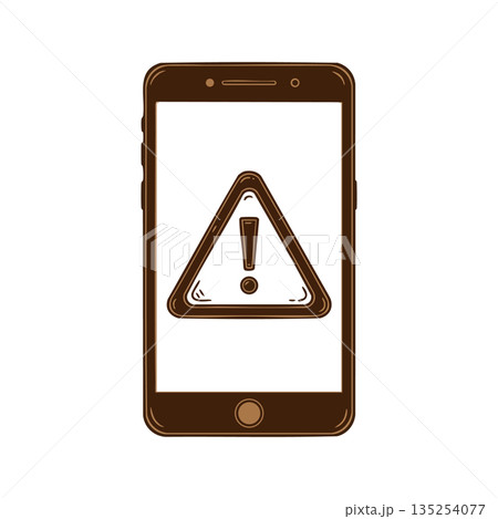 Smartphone with warning symbol alert notification on screen vector icon design Smartphone with warning symbol alert notification on screen vector icon design 135254077
