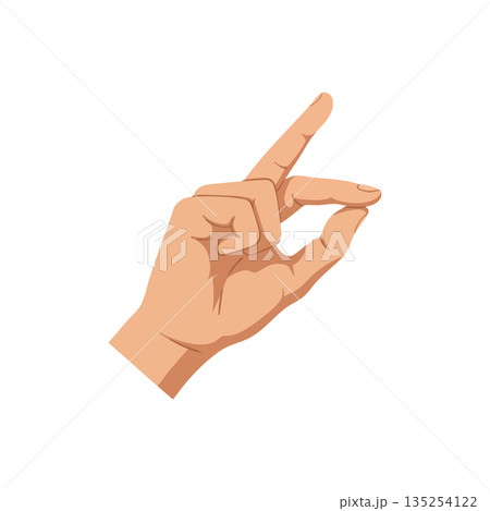 Human hand showing pinch gesture with index finger and thumb isolated on white background vector illustration 135254122