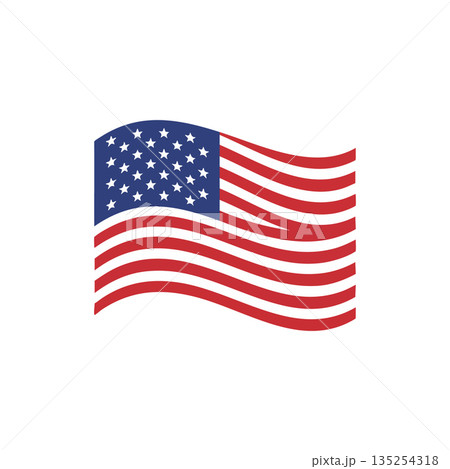 American flag waving illustration with stars and stripes in red white and blue colors vector American flag waving illustration with stars and stripes in red white and blue colors vector 135254318