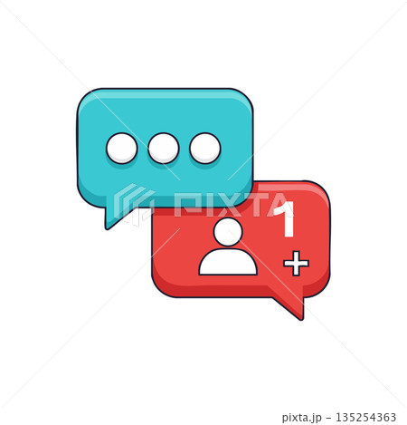 Social Media Notification Icons with Message and Friend Request Alerts Vector Illustration 135254363