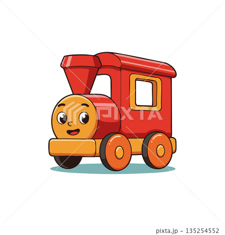 Red Toy Train Character Illustration with Friendly Face for Children Playtime Fun 135254552