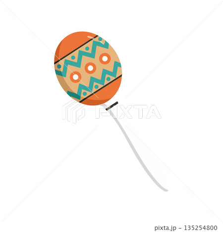 Easter egg shaped maraca musical instrument decorated with colorful geometric patterns vector illustration Easter egg shaped maraca musical instrument decorated with colorful geometric patterns vector illustration 135254800