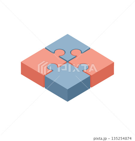 Puzzle pieces four parts interlocking teamwork concept blue and red colors vector design for business and strategy Puzzle pieces four parts interlocking teamwork concept blue and red colors vector design for business and strategy 135254874
