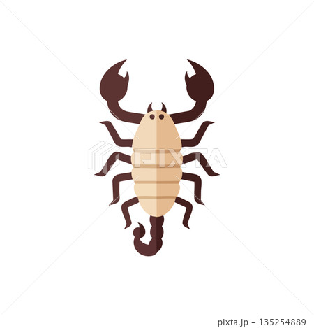 Scorpion vector design with brown claws and beige body on white background for nature and animal themes 135254889