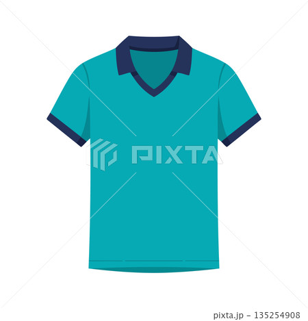 Blue polo shirt with navy collar and sleeve trim casual clothing vector design for fashion or apparel projects 135254908