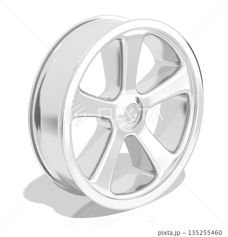 Silver car rim on white background - 3D illustration 135255460