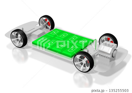 Electric car concept - 3D illustration 135255503