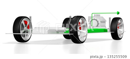 Electric car concept - 3D illustration 135255509