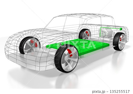 Electric car concept - 3D illustration Electric car concept - 3D illustration 135255517
