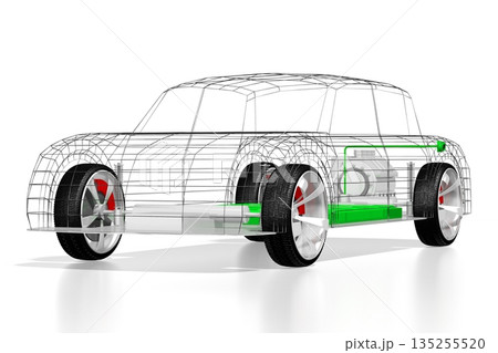 Electric car concept - 3D illustration Electric car concept - 3D illustration 135255520