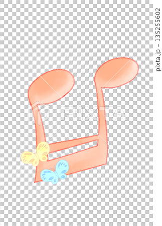 蝶々の付いた音符 135255602