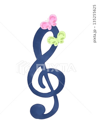 蝶々の付いた音符 135255625