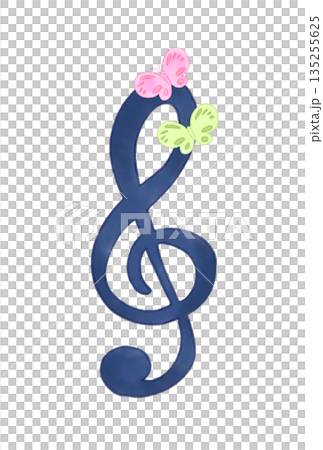 蝶々の付いた音符 135255625