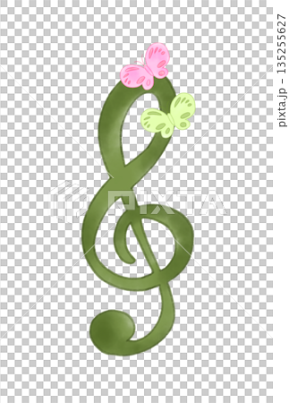 蝶々の付いた音符 135255627