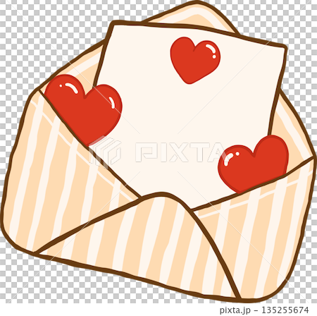 Cute Kawaii Love Letter with Hearts and Empty Paper hand drawn Cute Kawaii Love Letter with Hearts and Empty Paper hand drawn 135255674