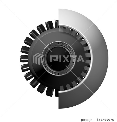 Cross section of jet engine isolated on white background Cross section of jet engine isolated on white background 135255970