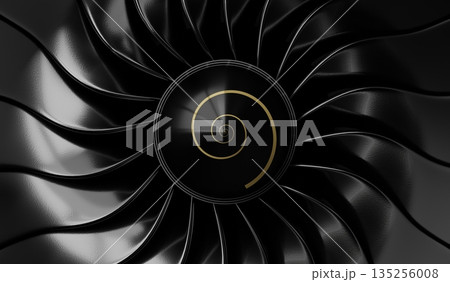 Jet engine blades - close-up - 3D illustration Jet engine blades - close-up - 3D illustration 135256008