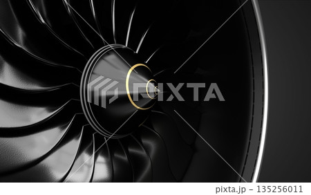 Jet engine blades - close-up - 3D illustration Jet engine blades - close-up - 3D illustration 135256011