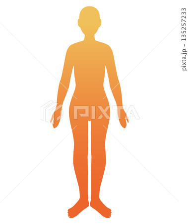 グラデーションの人体イラスト（女性・オレンジ） 135257233