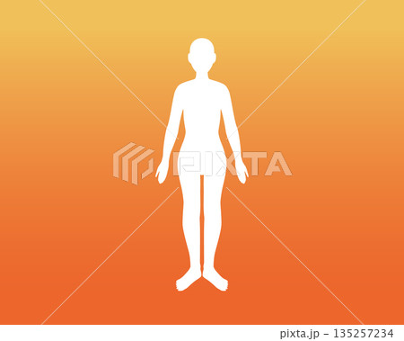 グラデーションの人体イラスト（女性・オレンジ） 135257234