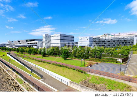 東京 江東区 環二通り沿いの都市風景(豊洲市場付近) 東京 江東区 環二通り沿いの都市風景(豊洲市場付近) 135257675