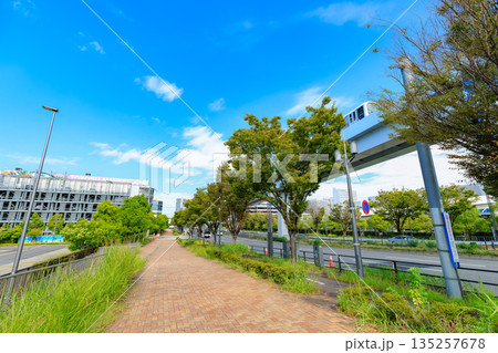 東京 江東区 環二通り沿いの都市風景(豊洲市場付近) 東京 江東区 環二通り沿いの都市風景(豊洲市場付近) 135257678