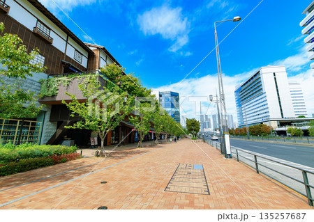 東京 江東区 環二通り沿いの都市風景(豊洲 千客万来付近) 東京 江東区 環二通り沿いの都市風景(豊洲 千客万来付近) 135257687